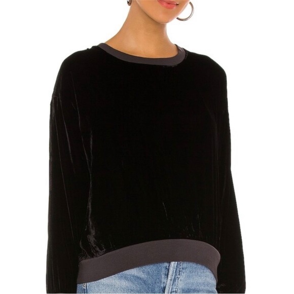 Young Fabulous & Broke Caroline Black Velour Pullover Sweatshirt Size small - Picture 2 of 7